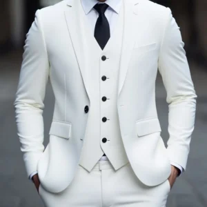 Men's Three-Piece White Suit,